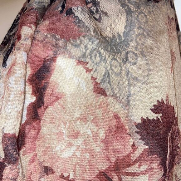 CHICOS Floral and Lace Print Scarf with Black Fringe Womens 20 x 70 inches - Picture 10 of 16